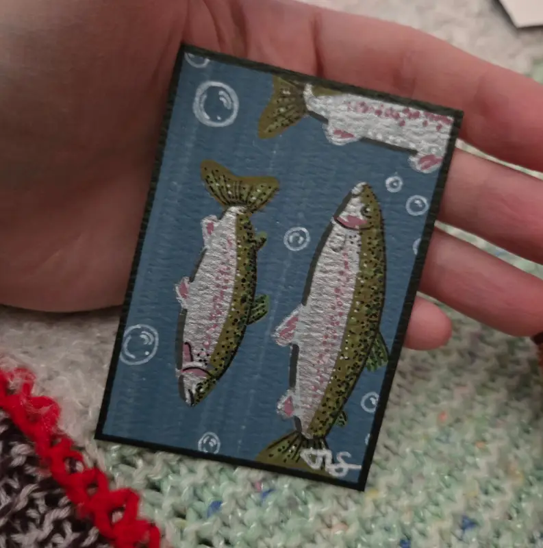 Trout 1/2 aceo art card