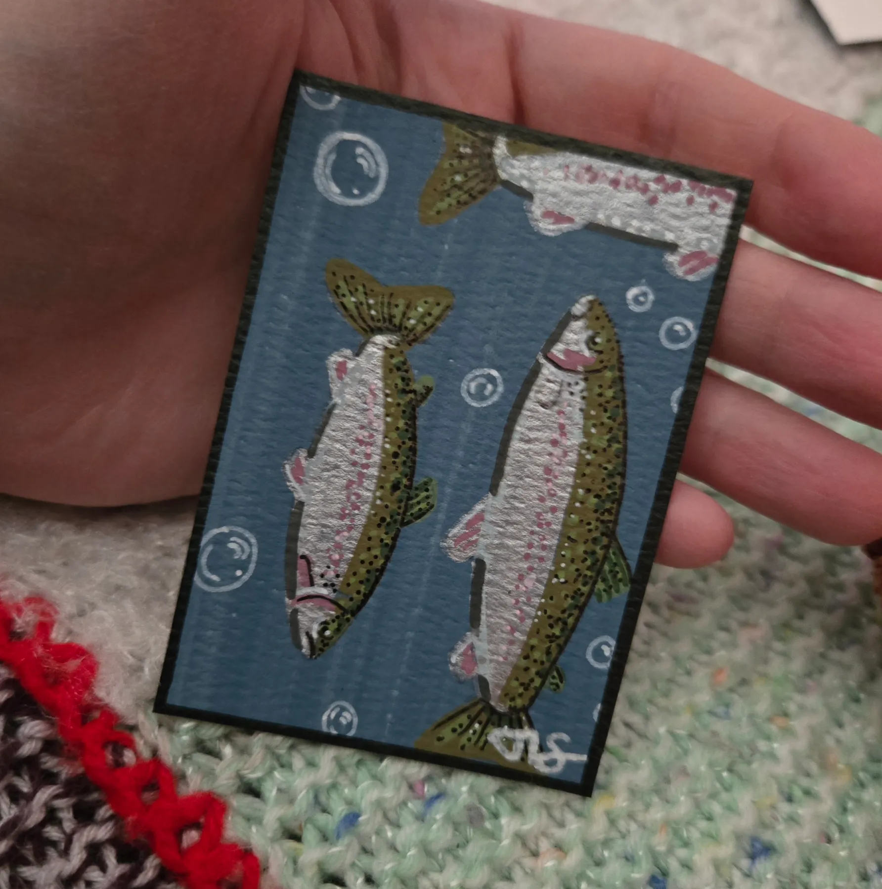 Trout 1/2 aceo art card