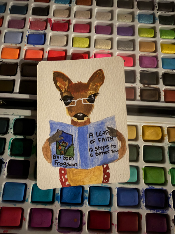 Self Help Deer aceo art card