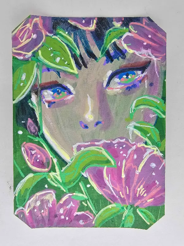 Pink Flowers aceo art card