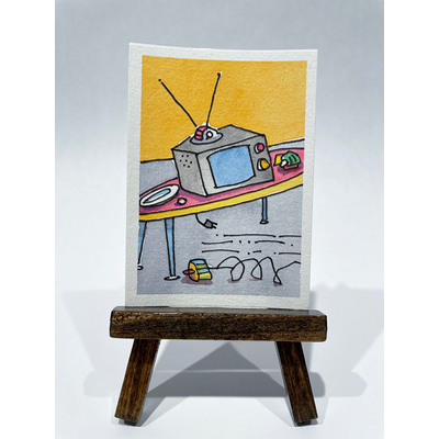 Broken Lamp aceo art card thumbnail 3