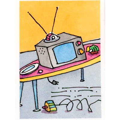 Broken Lamp aceo art card thumbnail 1
