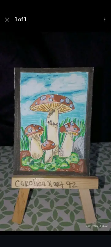 Original ACEO mushroom art aceo art card