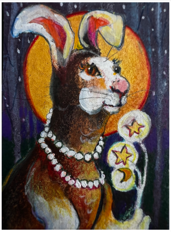 “Fairy Hare Mother” aceo art card