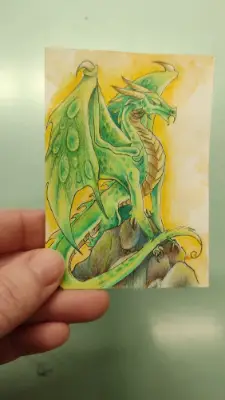 Guardian of the Cliffs aceo art card thumbnail 4