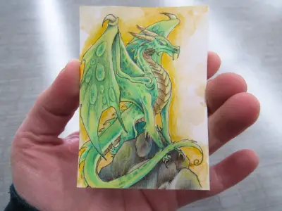 Guardian of the Cliffs aceo art card thumbnail 2