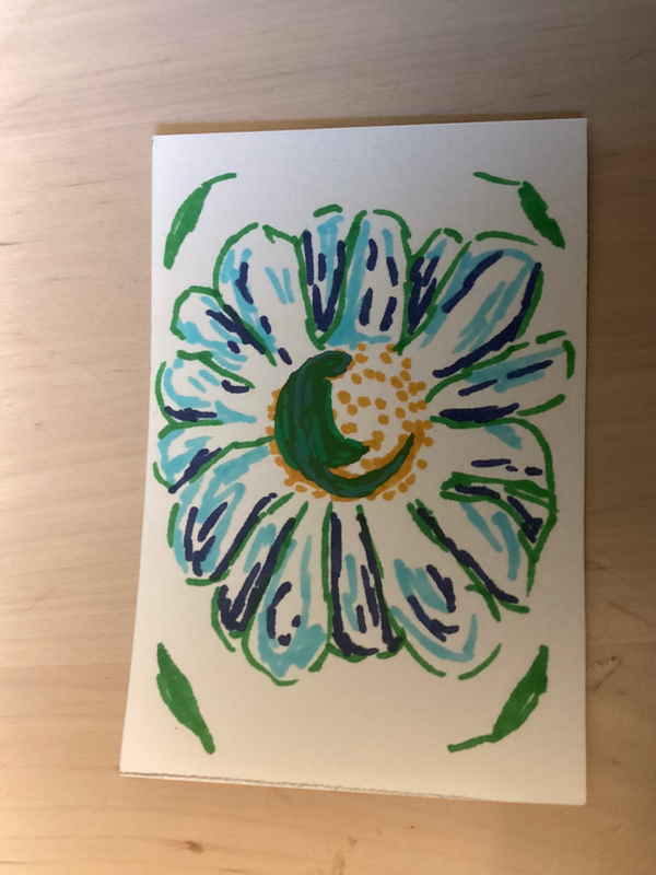 Baby dragon sleeping in a wildflower 2/3 aceo art card