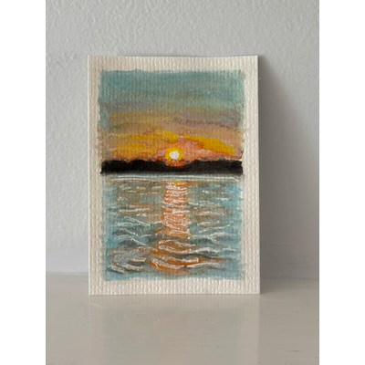 ACEO original, Sunset Kayak Tour aceo art card thumbnail 2