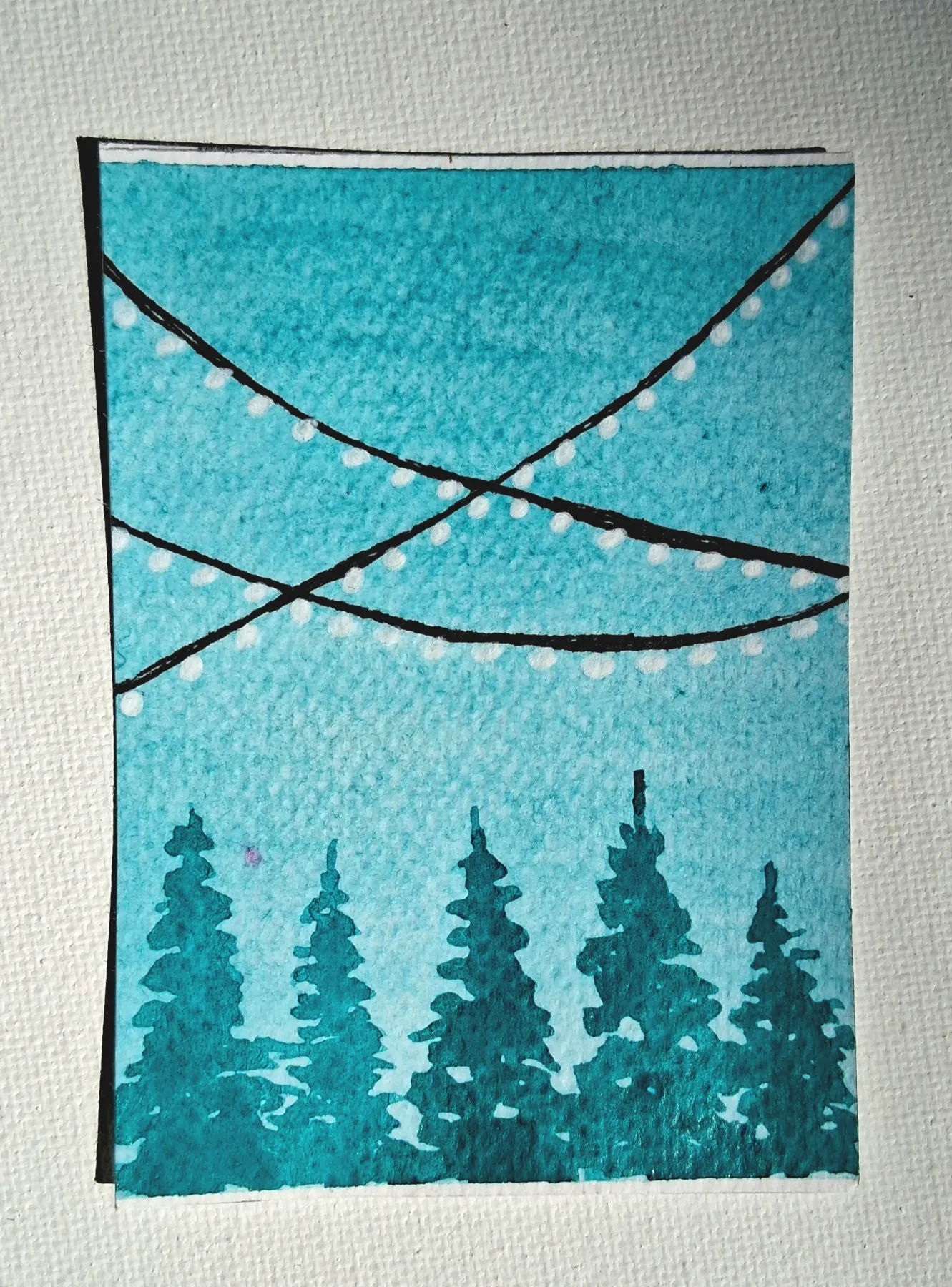 Teal Patio View aceo art card