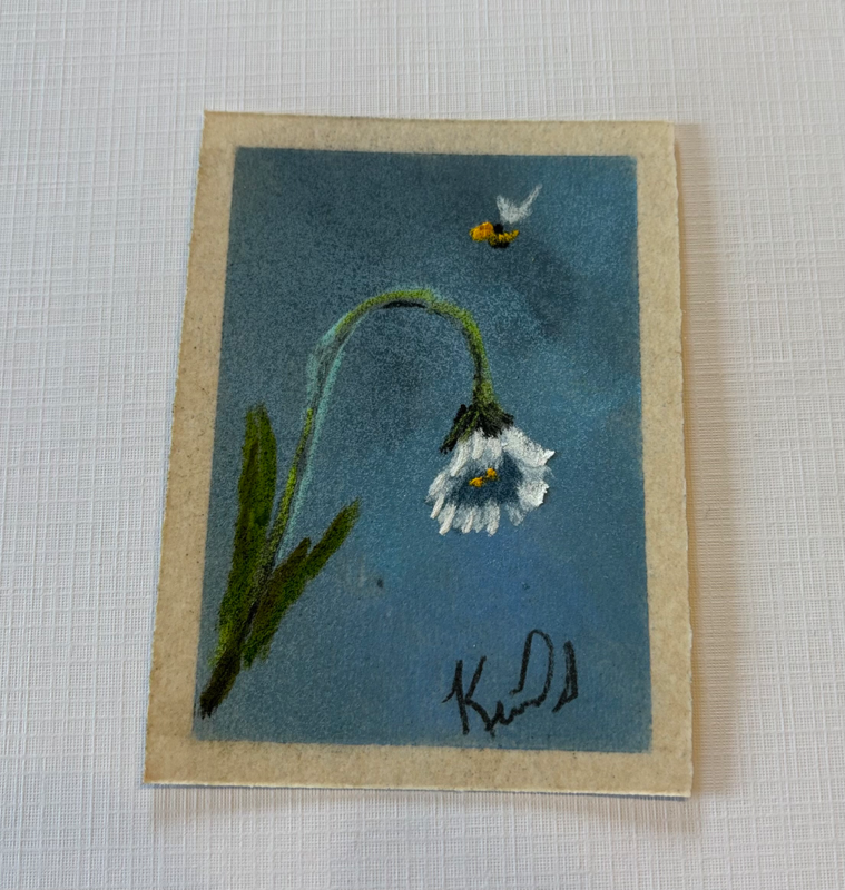 Blue Honey Bee #4 aceo art card
