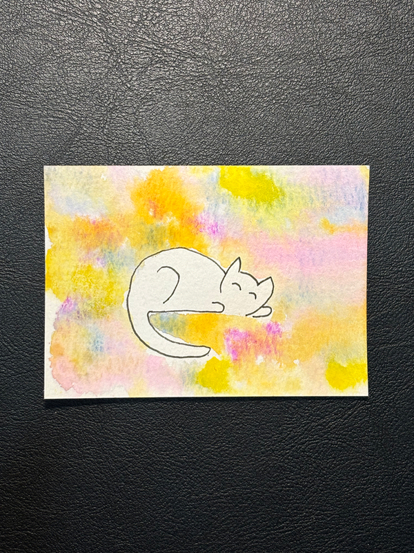 Comfy Cat aceo art card