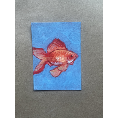 Goldfish aceo art card thumbnail 1