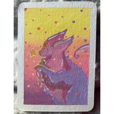 Sunset Foxling aceo art card thumbnail 1