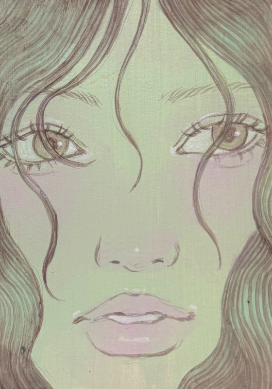 Green Girl #3 aceo art card