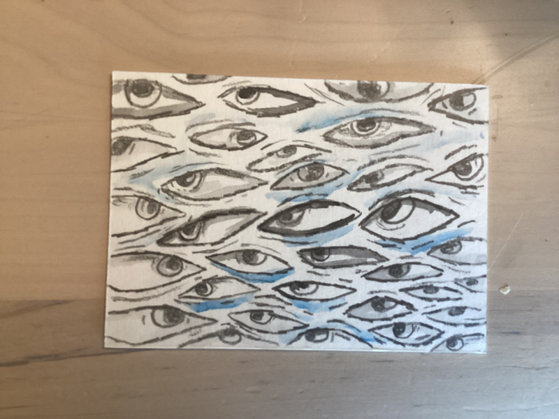 Watching aceo art card