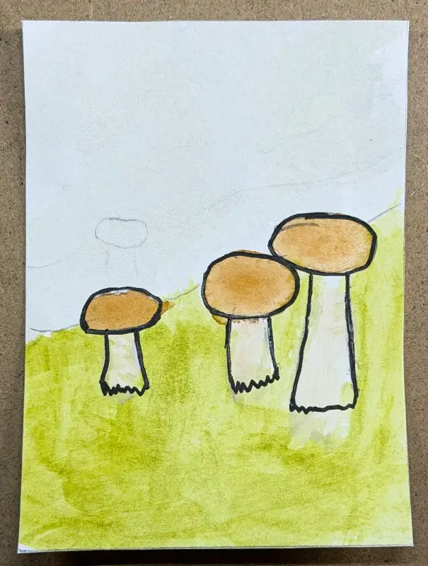 Mushrooms 1/8 aceo art card