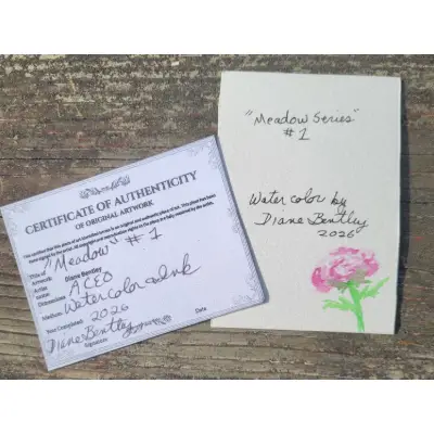 Bidding on 2 paintings Watercolors, Bees Butterfly Poppies aceo art card thumbnail 4