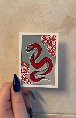garden snake 🌺🐍 aceo art card thumbnail 2