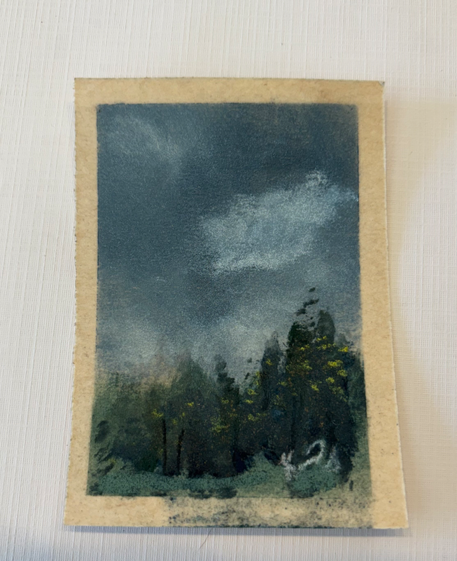 winter pines aceo art card