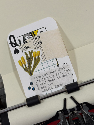 Yellow floral David Byrne quote micro collage print by Mazerzine aceo art card thumbnail 2