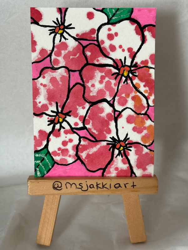 Pink Pansies aceo art card