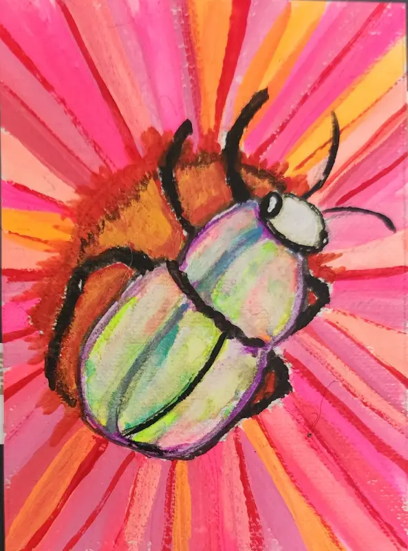 Bright Beetle aceo art card
