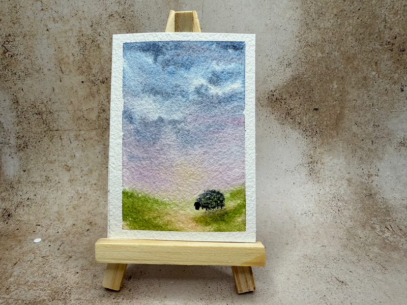 Twilight Sheep, Black aceo art card