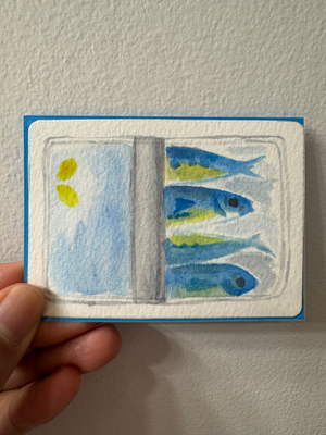 Sardines in a Can aceo art card thumbnail 1
