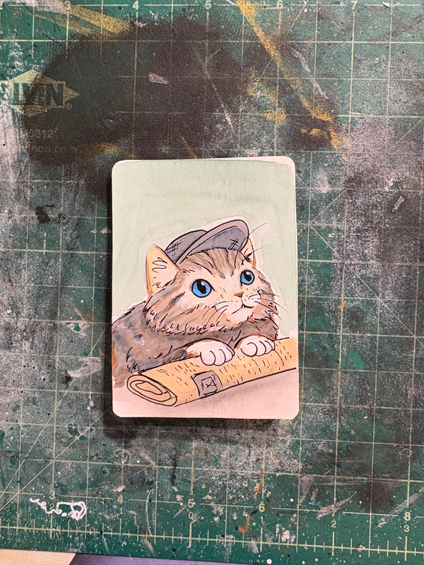 Newsie Cat aceo art card