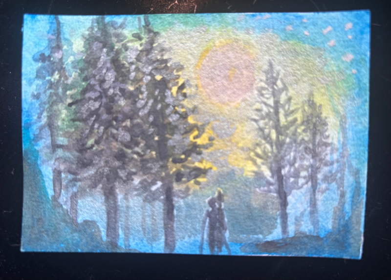 Moon moment aceo art card