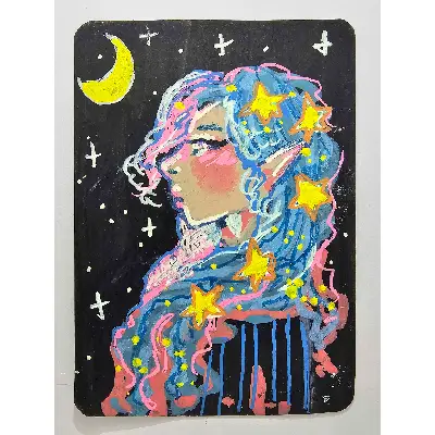 Starry Hair aceo art card thumbnail 3