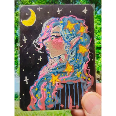 Starry Hair aceo art card thumbnail 1