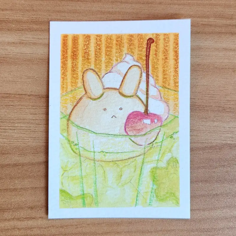melon soda aceo art card