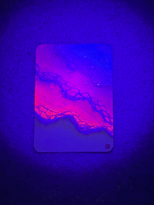 Neon beach waves | abstract sparkles UV light reactive water seascape aceo art card thumbnail 2