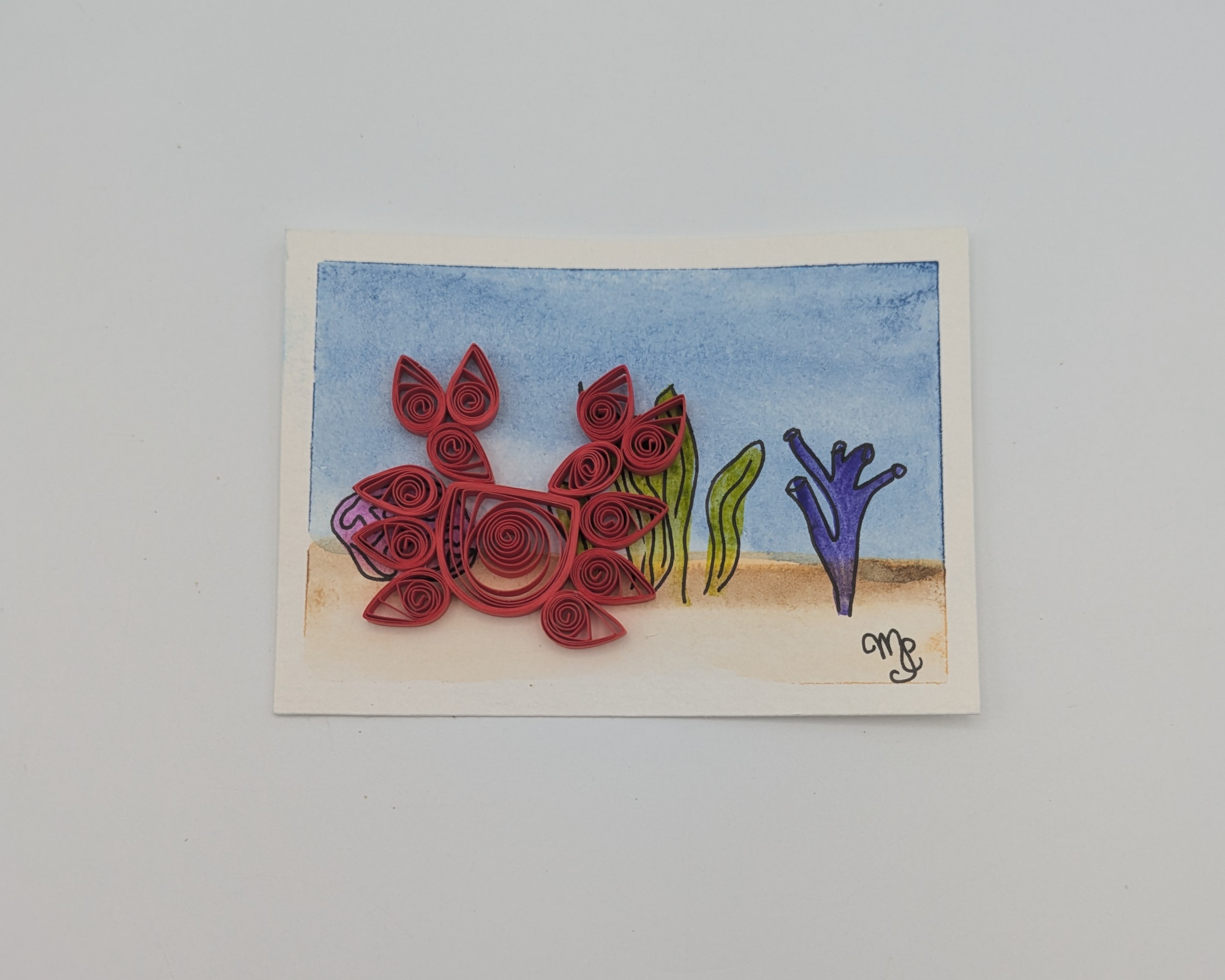 Crabby critter aceo art card
