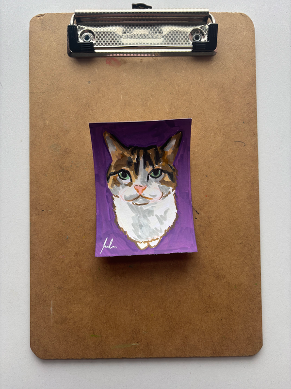 “Delightful” Cat aceo art card