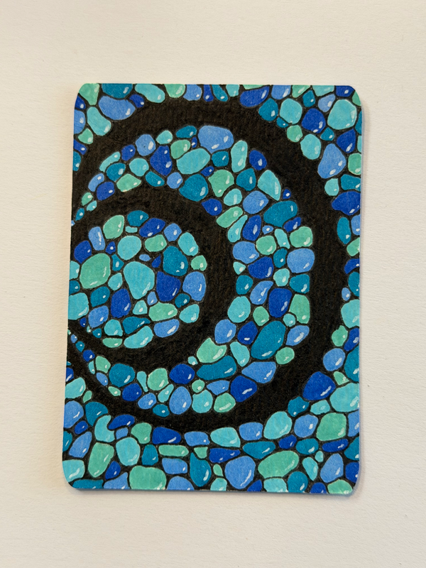 “Sea Glass Soul” ACEO ATC Mini Funky Doodle OOAK aceo art card