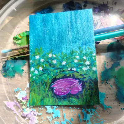 Dragon in the Brambles aceo art card thumbnail 2