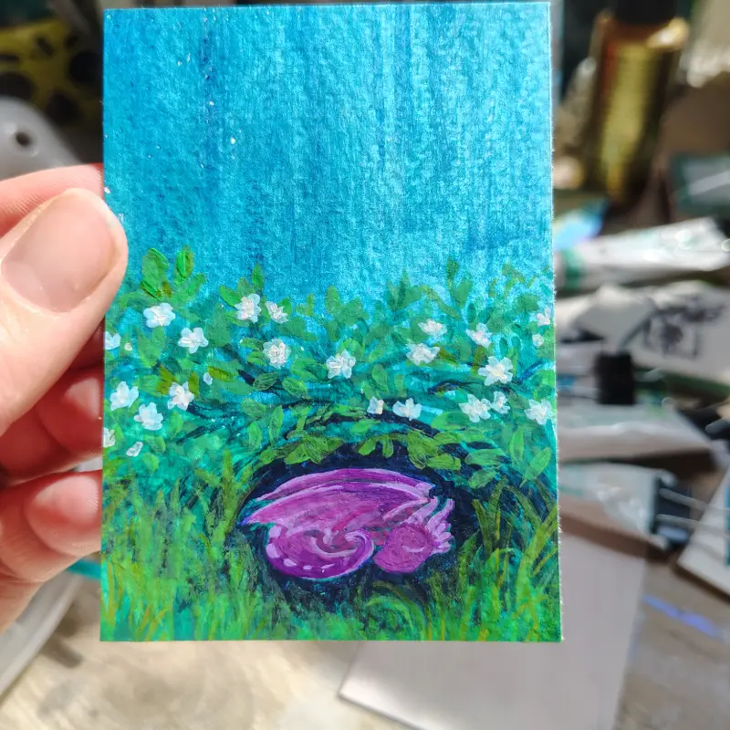 Dragon in the Brambles aceo art card