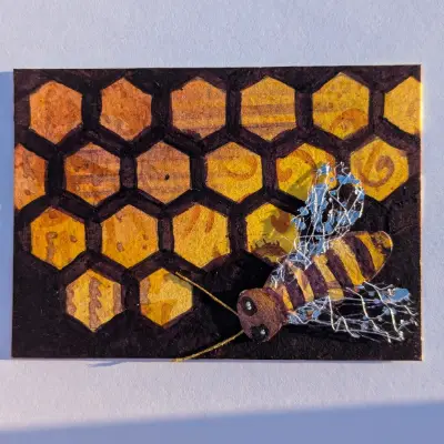 Bee aceo art card thumbnail 3