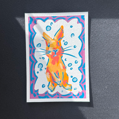 strange rabbit aceo art card thumbnail 1