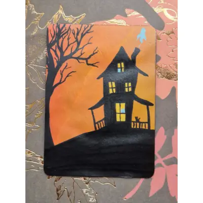 Haunted House aceo art card thumbnail 2