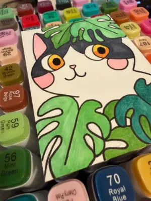 Hiding in the Plants - Alcohol Marker - 2.25 x 3.25 in aceo art card thumbnail 2