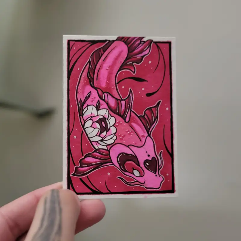Cupid's Koi aceo art card