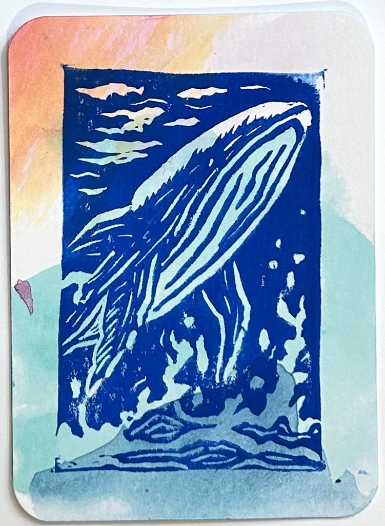 Whale Print 4 aceo art card