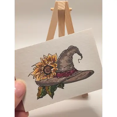 Harvest Moon Hat aceo art card thumbnail 2