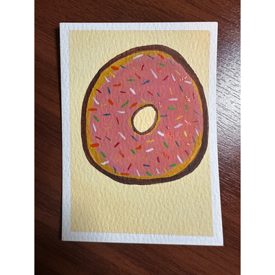 Sprinkled Donut aceo art card thumbnail 1