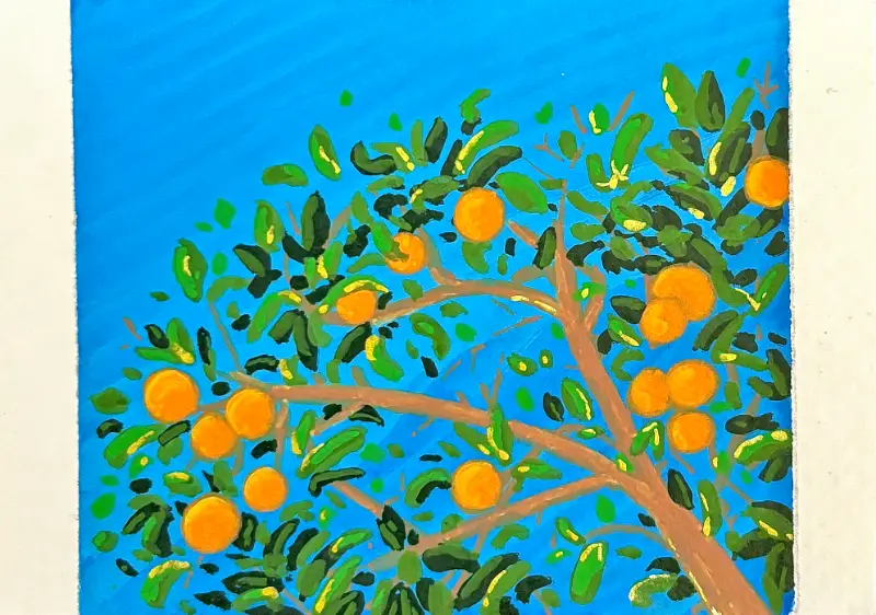 Orange on Blue aceo art card