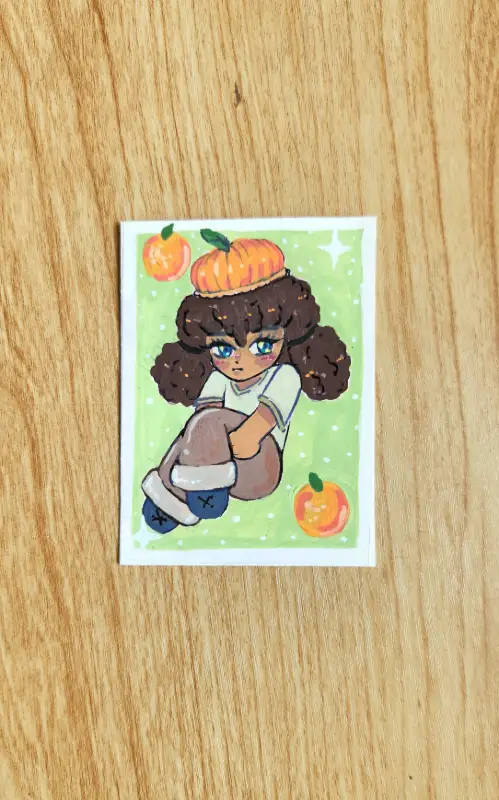 Orange Fruit Gal aceo art card