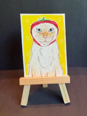Tomato Cat (#4) aceo art card thumbnail 1